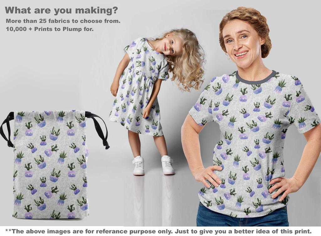 oneOone Georgette Viscose Gray Fabric Cactus Fabric For Sewing Printed Craft Fabric By The Yard 42 Inch