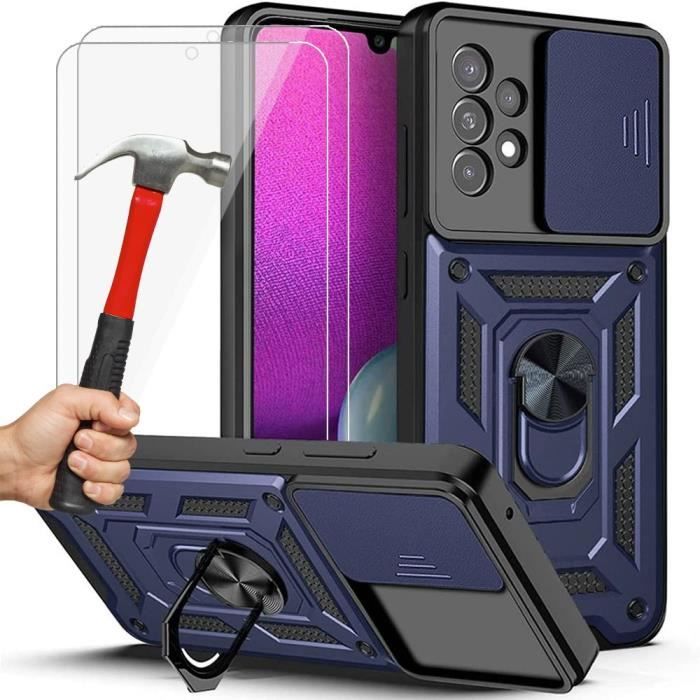 Coque de Protection - BOOLING - pour Samsung A33 5G - Coque Rigide - Bleu Marine - Anti-Rayure - 2 Verres Trempés