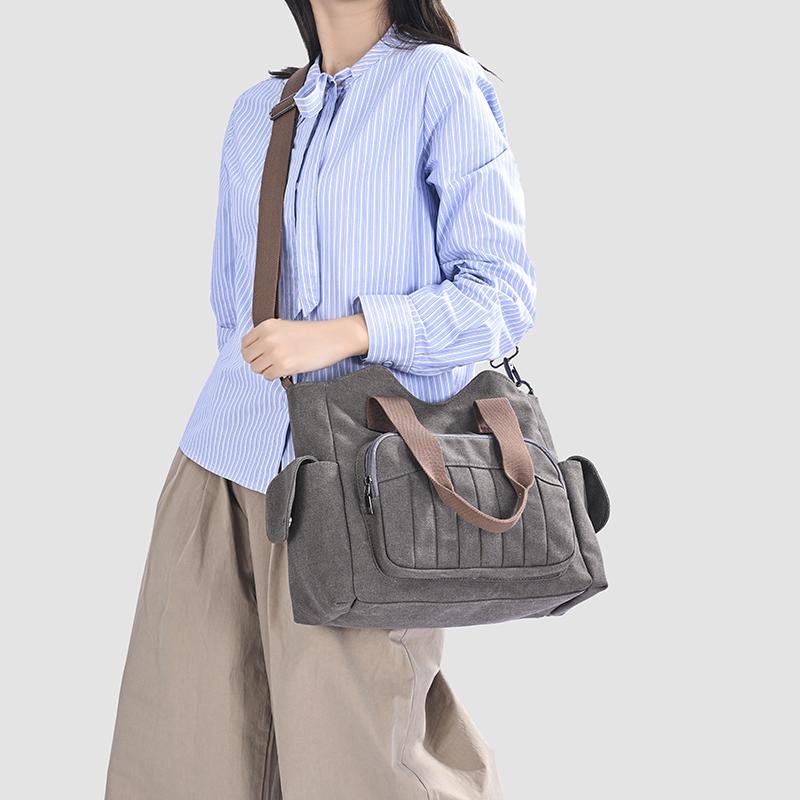Canvas Bag Commuter Tote Bag Women's Bag Student Large Capacity Shoulder Crossbody Bag