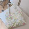 Französische florale gesteppte Tragetasche für Damen, große Kapazität, Schulter-Handtasche mit Baumwollfutter, stilvolle Mommy- und Büchertasche