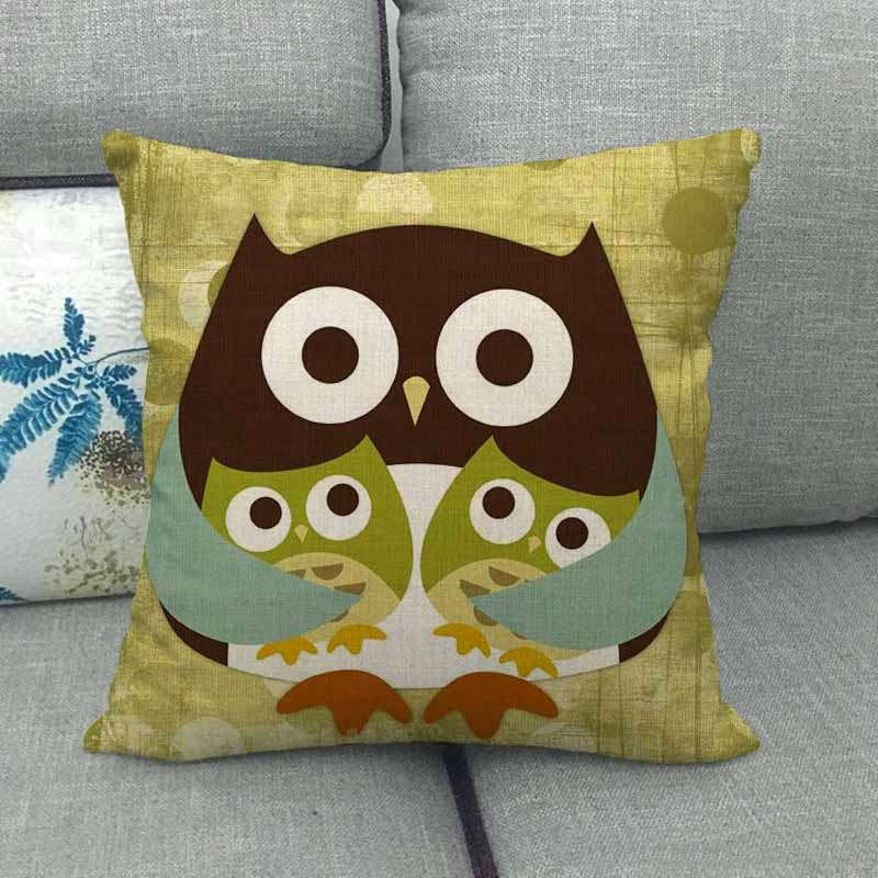Cartoon Owl Series Digital Printing Short Plush Pillow Covers Decorative for Car Sofa Office Cushion Cover Home Goods