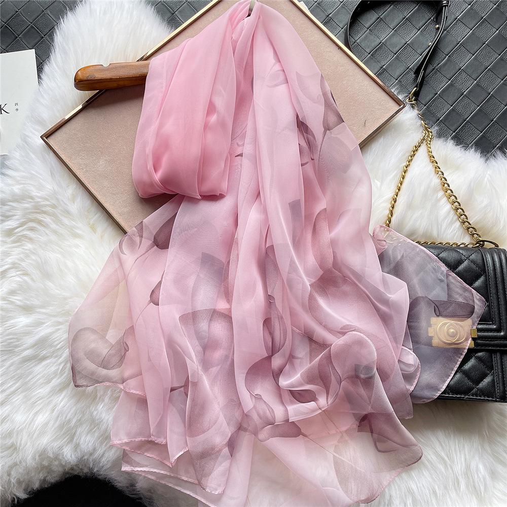 Small Fresh Elegant and Versatile Seaside Defense Beach Towel Dual-purpose Shawl Soft Gauze Women's Spring and Summer Long Silk Scarf