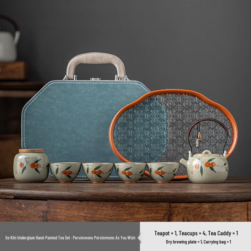 Ge Kiln Ice Crack Glaze Ceramic Travel Tea Set