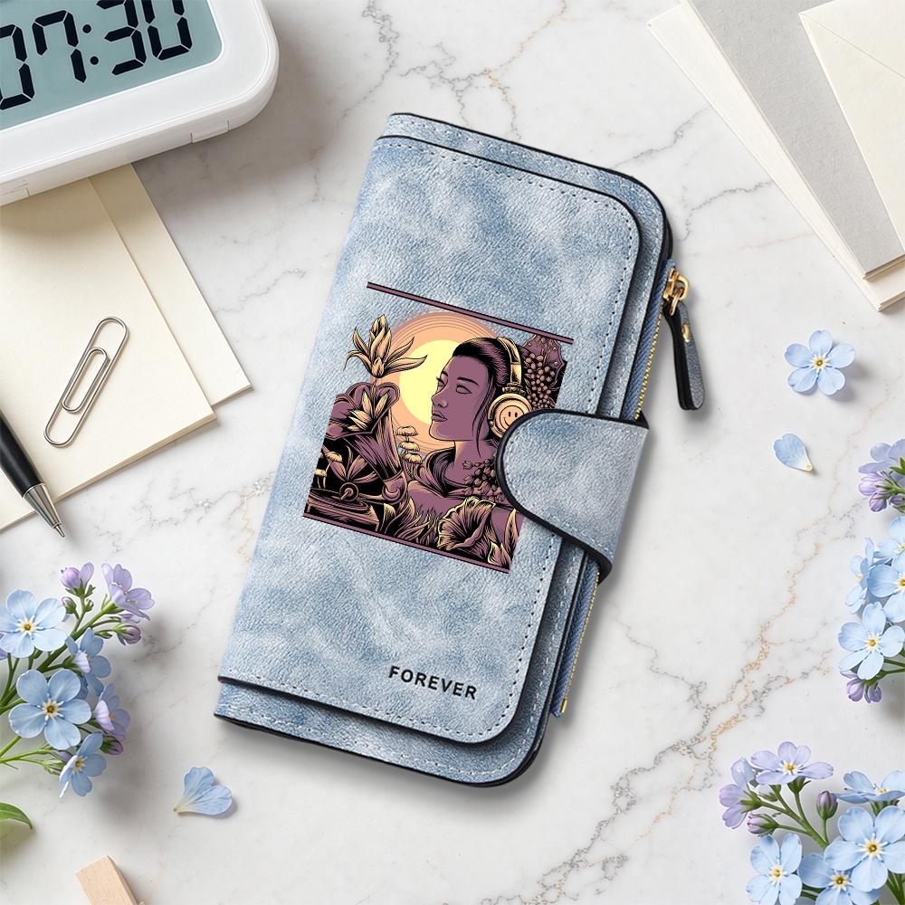 Women's Fashion Pattern Print Long Wallet Multi Card Slot Portable Purse