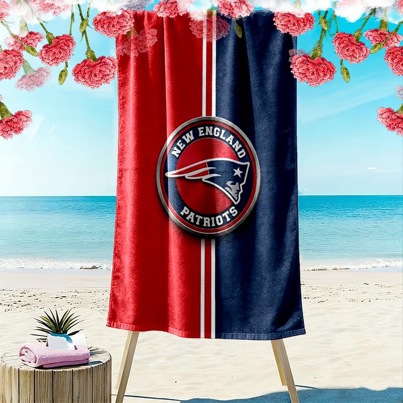 New England Patriots Logo Print Beach Towel, Large Soft Quick Dry Towel for Beach Camping Swimming
