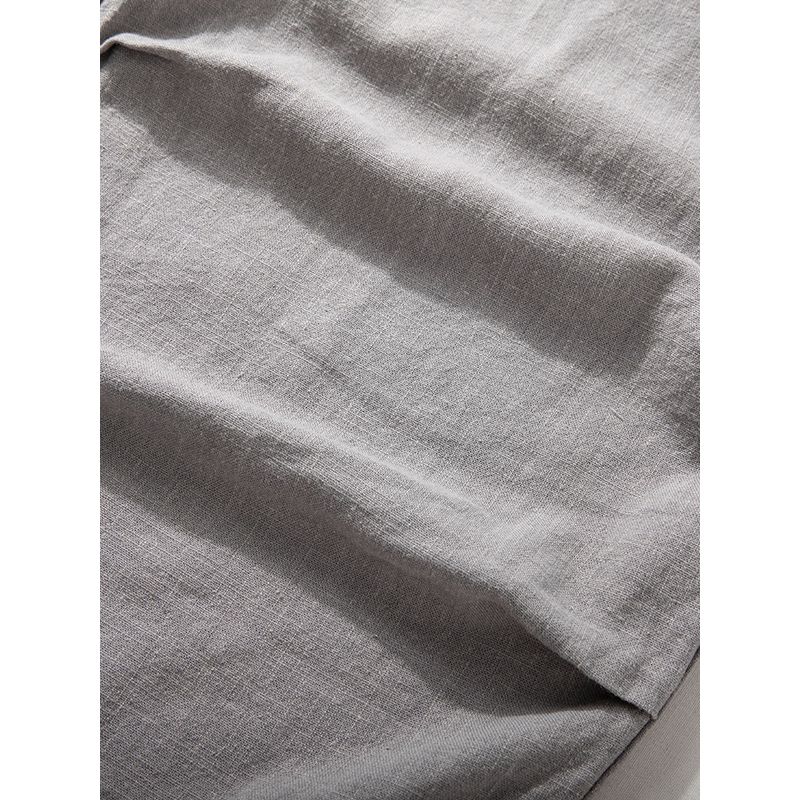 Cropped Pants Men Summer Thin Loose Idle Style Casual Pants Handsome Loose Wide Leg Draping Effect Linen Pants
