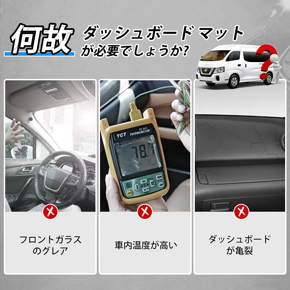 Cartist Nissan NV350 Caravan E26 Series Dashboard Mat for Standard Body 2012 Dashboard Cover for Interior Sun Dashboard and Airbag Protective Mat