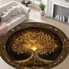 Vintage Golden Tree of Life Round Rug Non Slip Washable Mat For Kitchen Living Room Bedroom Home Decor