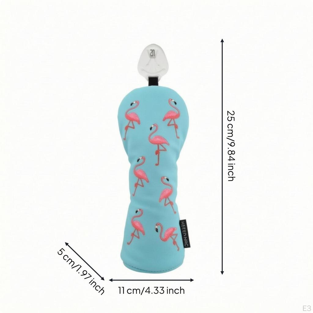 Golf Headcover with Flamingo Embroidery Waterproof Club Head Cover Embroidered for Golfers