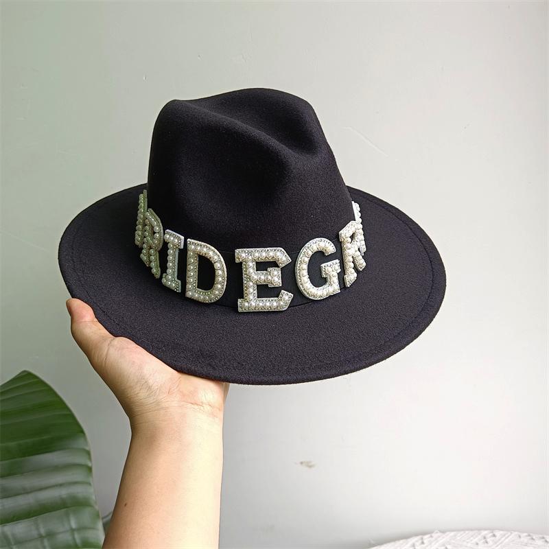 

Wedding hat high end design fedora hat four seasons hat summer beach hat elegant pearl straw hat fedora hat 56-58cm