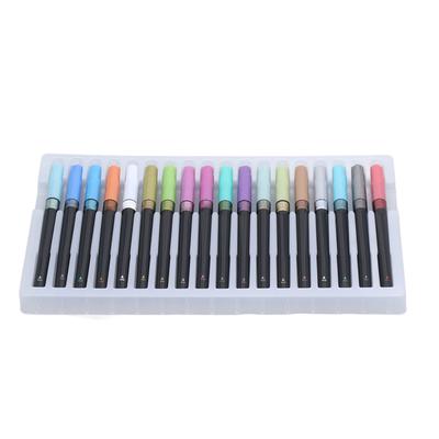 18pcs Brush Tip Coloring Markers 2mm 0.08in Metallic Color Round Pen Head Watercolor Marker for DIY Projects