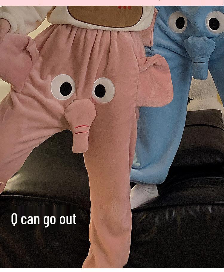 Podzimní/Zimní 3D Roztomilé Sloní Vzor Spací Kalhoty - Unisex, Volný Střih, Ležérní