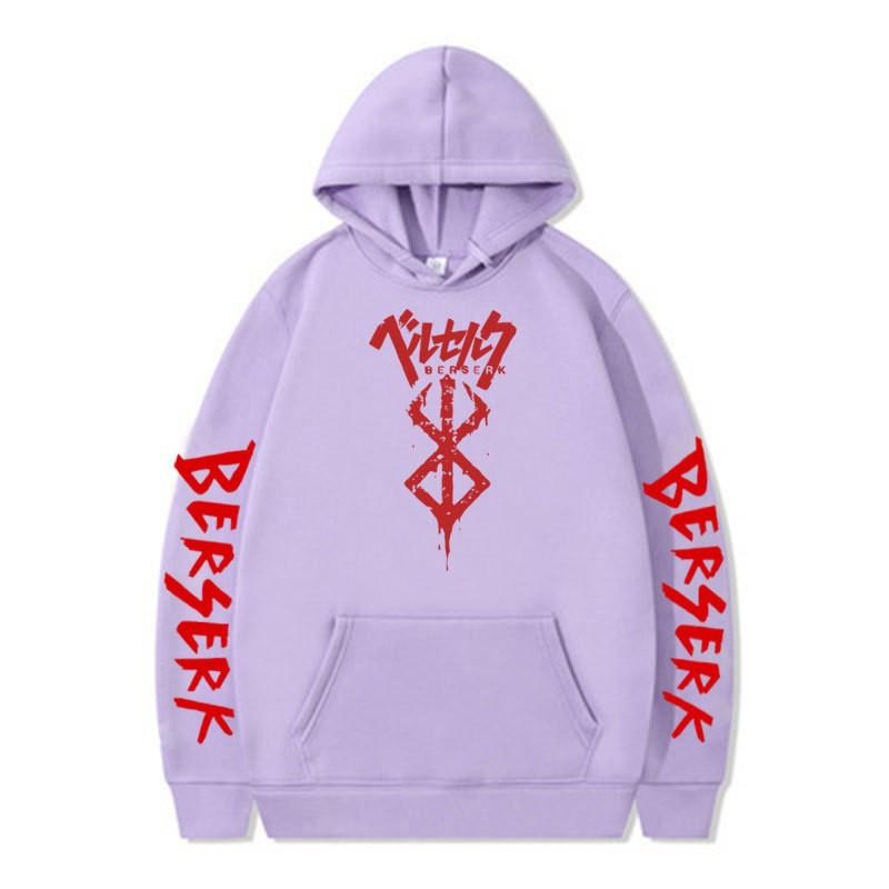 Mens Hooded Fleece Sweatshirt Inspired By Berserk Anime Streetwear Casual Oversized Pullover