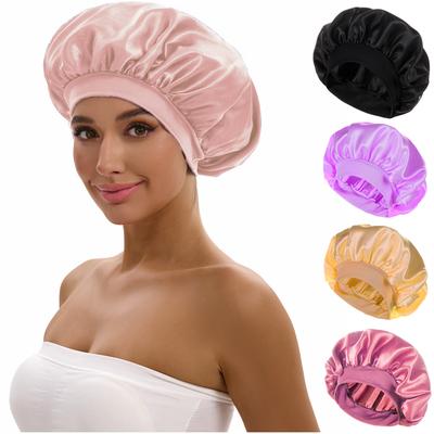 Satin Bonnet with a Wide Brim Perfect for Everyday Use During Showers.