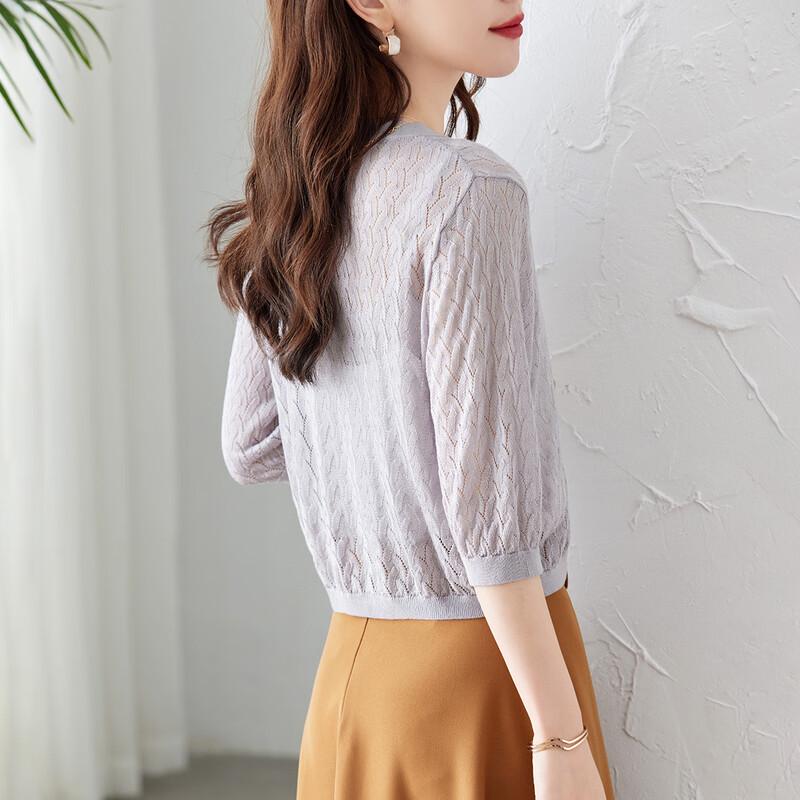 Women's Short Silk Blend Knit Cardigan