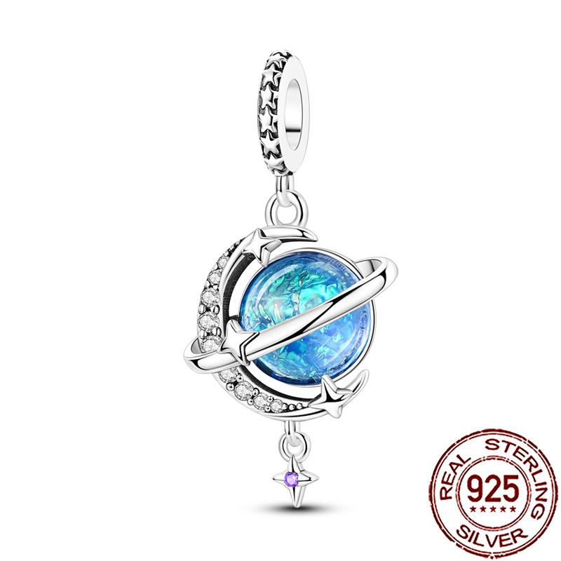 Charms Copper Moon Star Night Sky Galaxy Celestial Dangle Beads Fit Snake Chain Bracelet Necklace Women Diy Jewelry