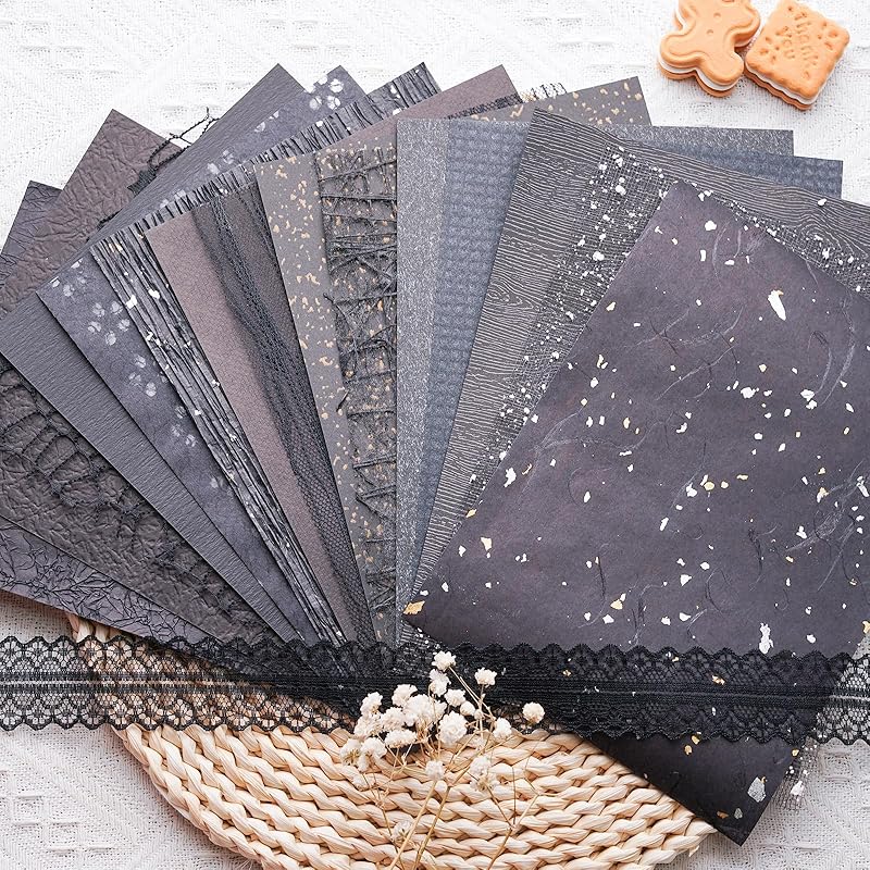 

15 шт. Бумага для скрапбукинга ручной работы, крафт-бумага с текстурой, цветной лист формата А5, сетка, специальная бумага в ассортименте для скрапбукинга, джанк-журнала, принадлежности для ведения журнала чёрный