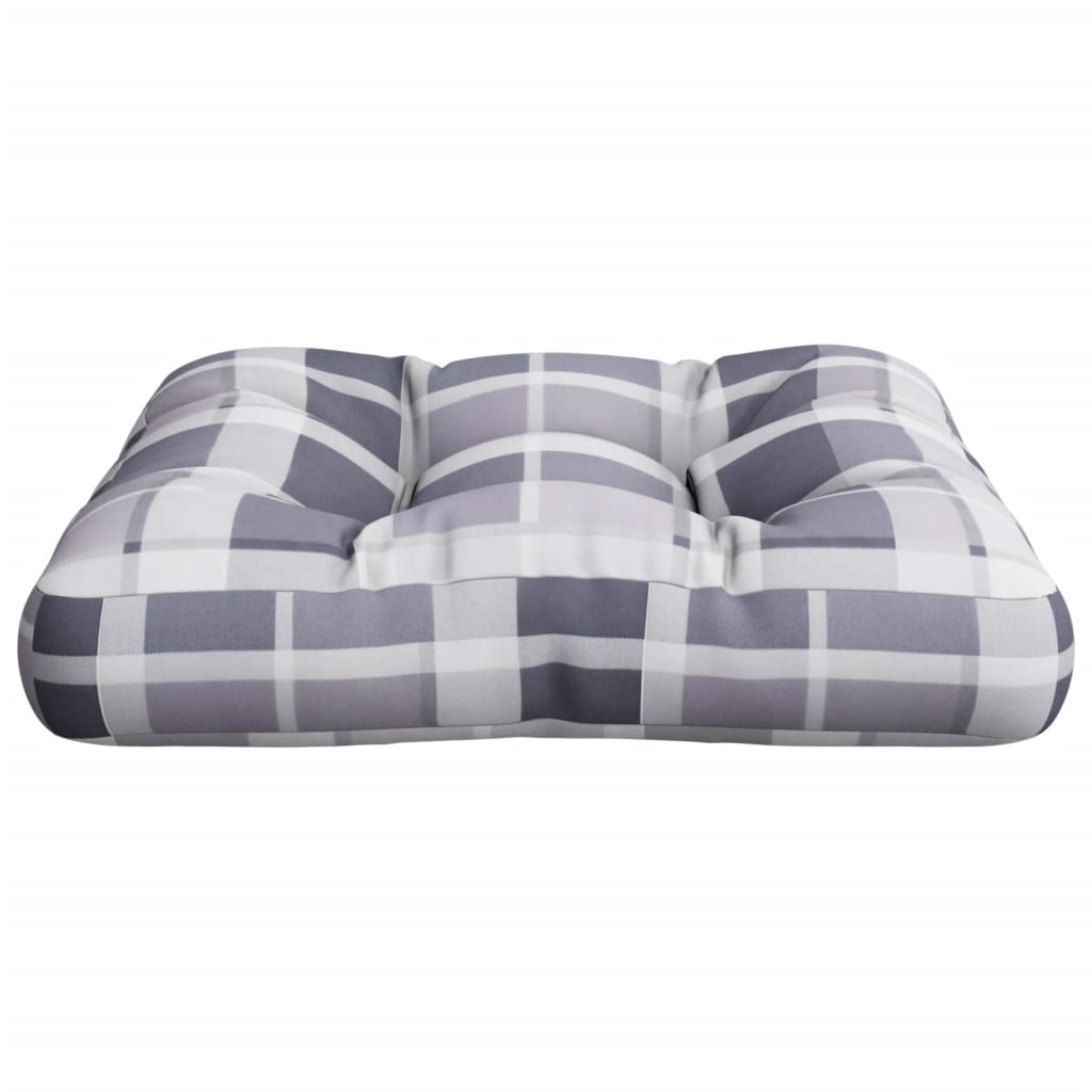 Grey Checkered Pallet Cushion 58 X 58 X 10 Cm Fabric