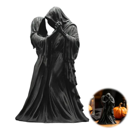 3D Geprinte Doodshoofd Beelden Dansend Grim Koppel Beeldje, Gotisch Met Kap Schedel Niche Verzamelaars Beeld, Donkere Esthetiek Tafelblad Decoratie, Halloween