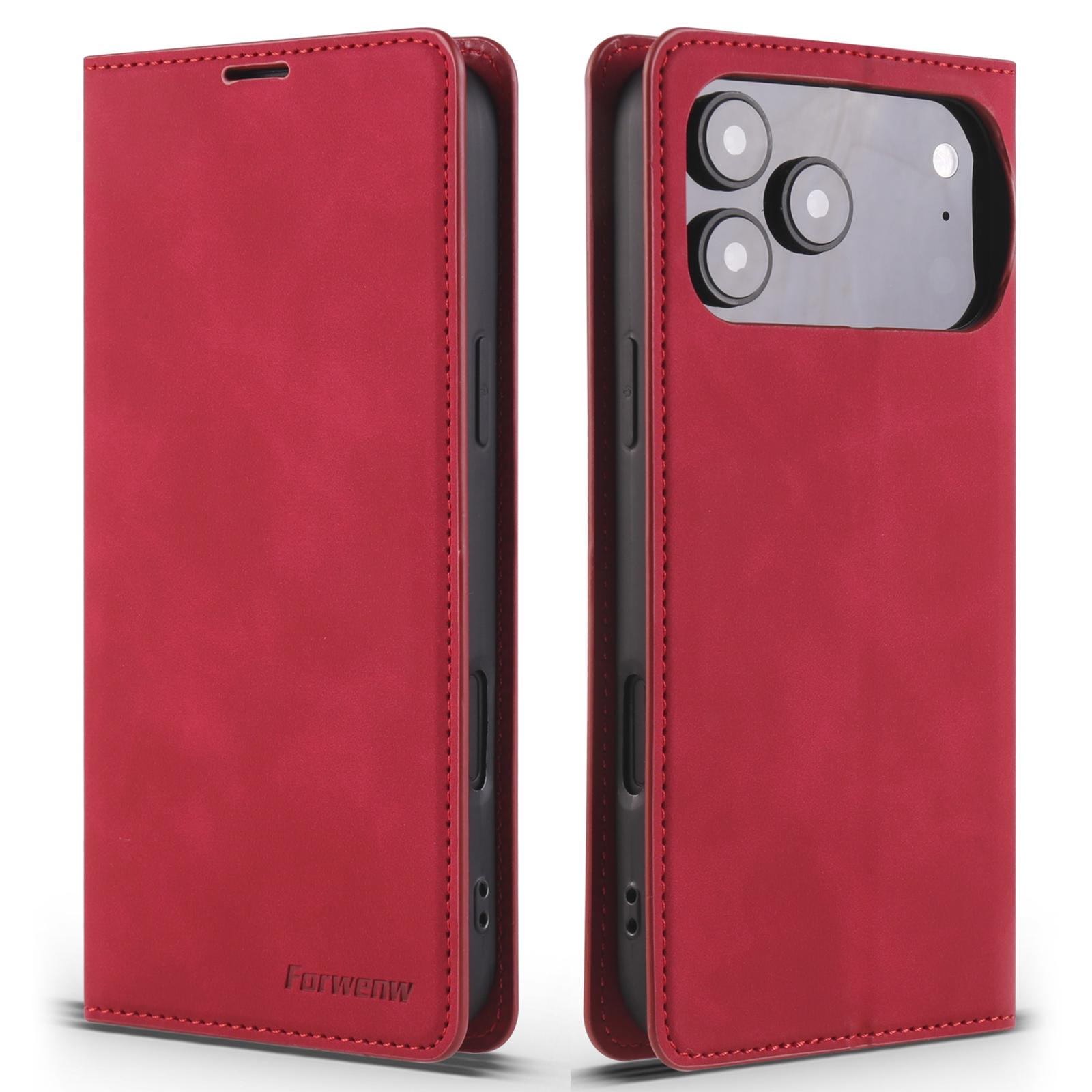 

FORWENW For iPhone 17 Pro Wallet Case Magnetic Absorption Leather Flip Phone Cover with Stand