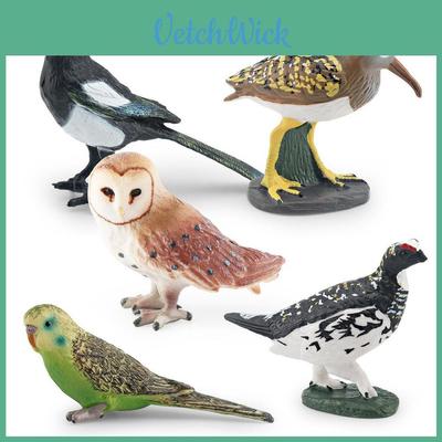 Coleção Realista de Modelos de Pássaros em PVC Apresentando Papagaios Coloridos Corujas e Pegas para Decoração de Casa