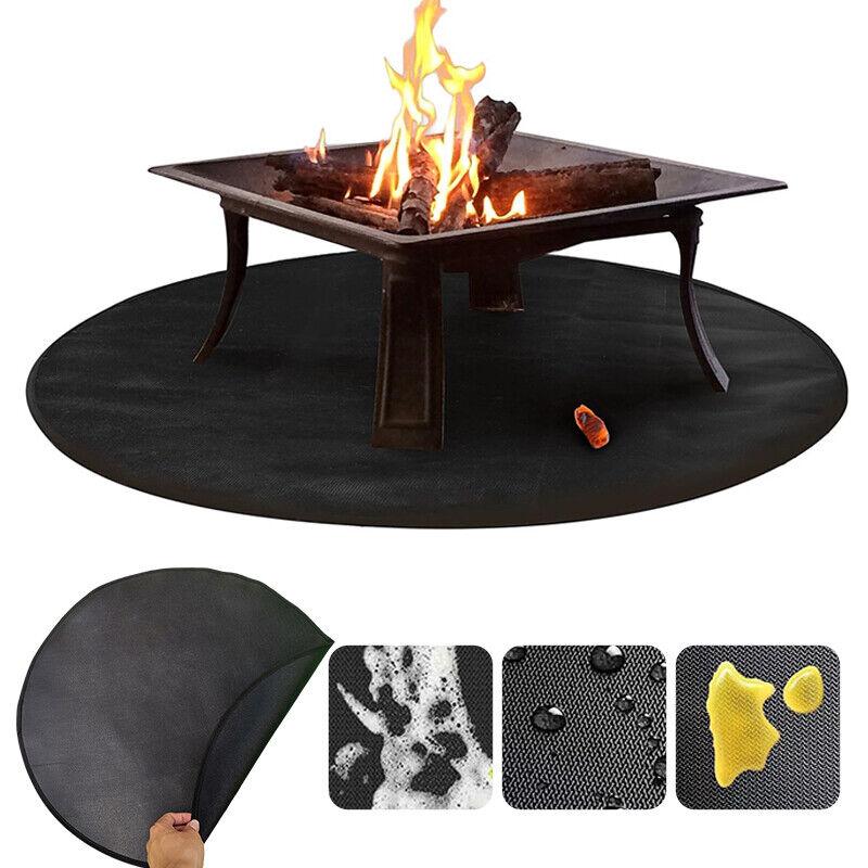 מחצלת עגולה חסינת אש רב-תכליתית חיצונית מצופה סיליקון נוזלי מחצלת למדורת גחלים מחצלת מגן לכירים עמידה בשמן משטח ברביקיו