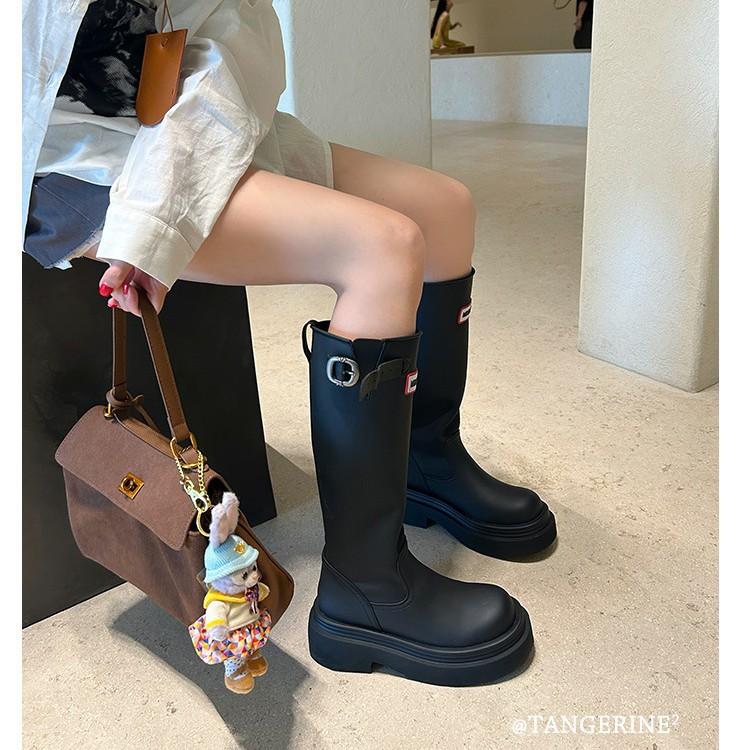 Sudingjia Non-slip Tall Red Rain Boots 2025 Outdoor Camping Rain Shoes Thick Soles But Knee Boots Knight Boots