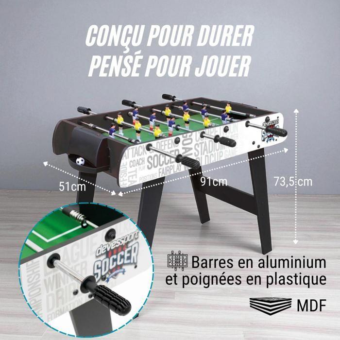 DEVESSPORT Baby-Foot Enfant Stadium, Table de Foot Stable en MDF, avec Joueurs et 2 Balles. Cadeau idéal pour enfant