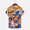 Summer Casual Street Fashion Koi Fish Pattern Hawaiian Men's