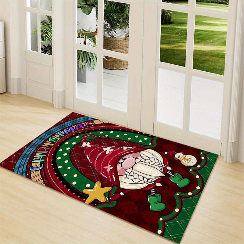 1Pc Gnome Christmas Tree Celebration Carpet Rug Soft Washable Antislip Home Living Room Sofa Mats Personalized Christmas Rug