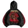 Tokyo Samurai Sports Car Short Hoodie Red Gold Japanese Style JDM Loose Fit Long Sleeve Print Top