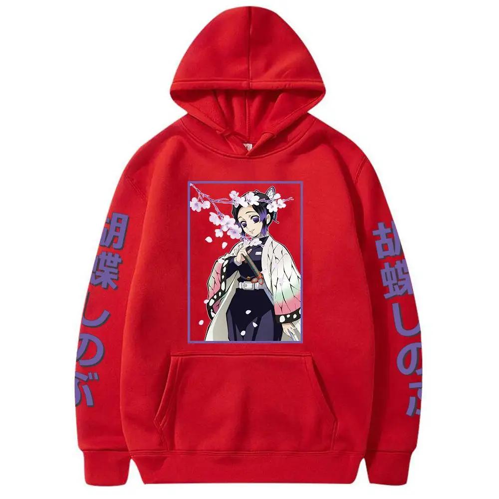 Japanese Anime Demon Slayer Kimetsu No Yaiba Hoodie Shinobu Kocho Sweatshirts Cozy Tops Sweatsuit Sudadera Felpa Moletom Hoodies