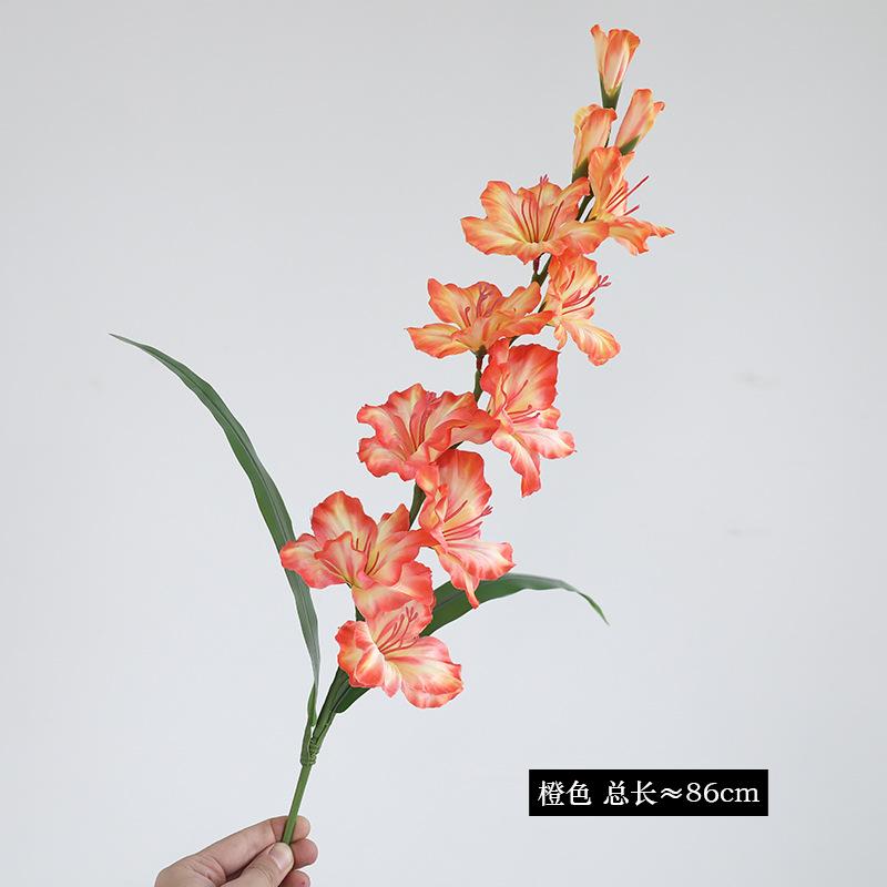 Simulated Flower Single Branch Sword Orchid Simulated Flower Home Living Room Dining Table Decoration Wedding Photography Props 2pcs оранжевый