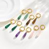 Women's Amethyst Teardrop & Tiger Eye Malachite Gold Earrings