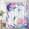 Dragonfly Floral Shower Curtain Insect Flower Wistera Plant Bathroom Decor Modern Polyester Bath Curtain With Hook With Hook