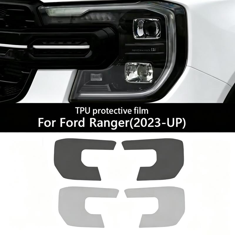 Film pour phare pour Ford Ranger -2024 T9 Wildtrak Raptor Autocollant Protecteur de Phare Noir Fumée en TPU Transparent