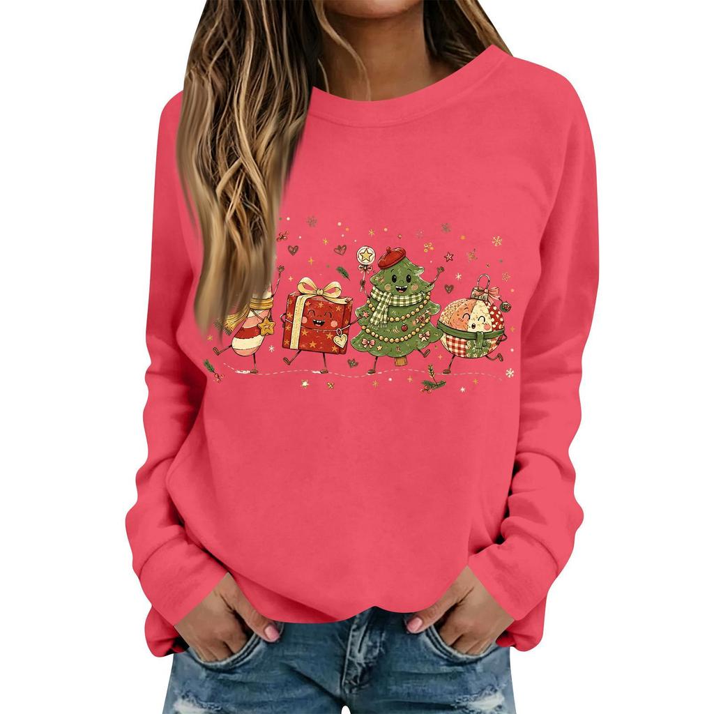 Women's Casual Christmas Print Long Sleeve Neck Top