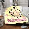 1pc Chiikawa Blanket with Custom Name, Gift, for Men and Women, Soft Blanket, Good for Sofa Bed Couch Travel, Lightweight Flannel Blanket