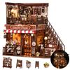 DIY Book Nook Kit Cake Shop Wooden Bookshop Dollhouse with Light Loveliness Bookshelf Insert 3D Puzzle Decor for Gift