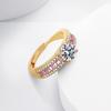2026 Light Luxury Zircon Ring Women's Champagne Real Gold Niche Design Sense Open Ring Women's Jewelry