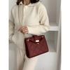 Rote Braut-Tragetasche mit großem Fassungsvermögen für Damen, neues Mode-Design, Karomuster, Schultertasche, lässig, Pendeln, Ketten, Umhängetaschen