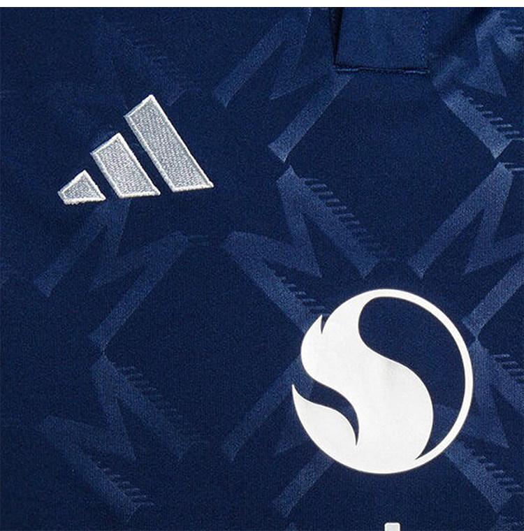 Adidas Manchester United Brand Logo Fashion Logo Lapel Short-sleeved Away Football Jersey Men's Night Indigo Blue