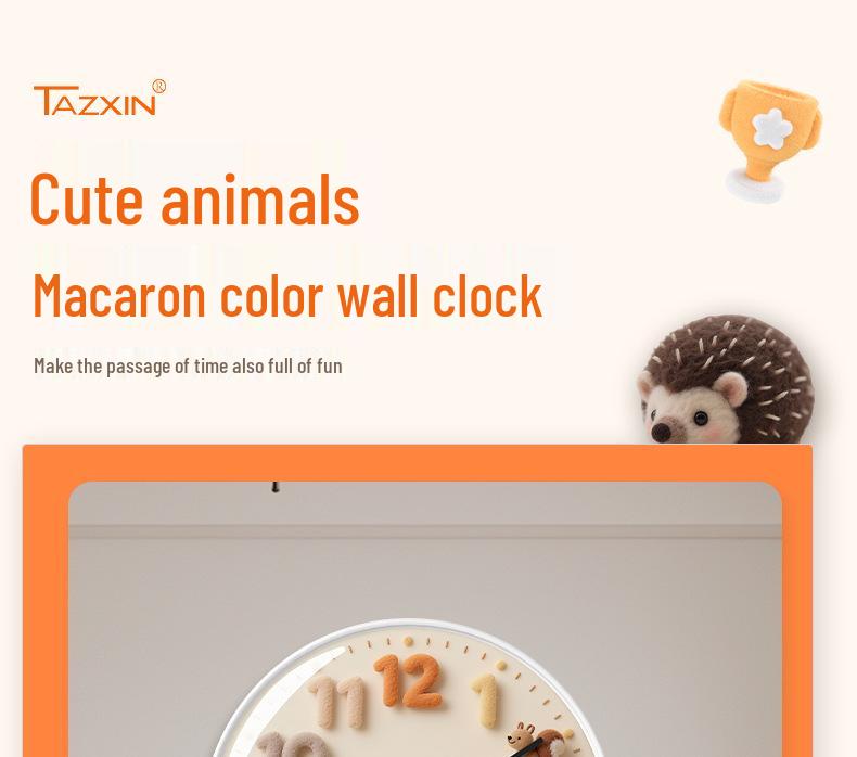 Creative Light Luxury Cartoon Wall Clock for Children's Room - Simple Cream-Style High-End Design