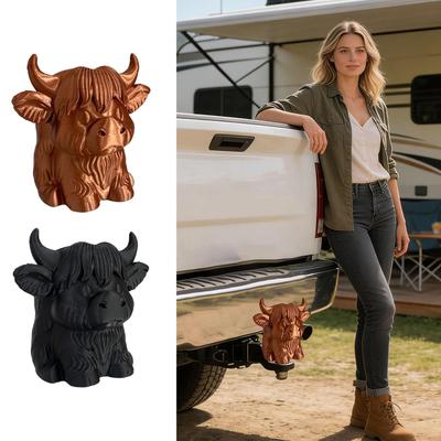 Funny Highland Cattle Car Rear Hitch Cover Cap for Trailer Coupling Trailer Hitch Ball Cover Prevent Receiver Tube From Rusting