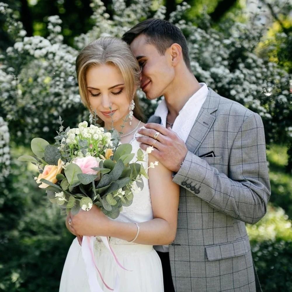 5Pcs Mixed Artificial Flowers Artificial Plant Silver Dollar Leaves DIY Bouquets  Wedding