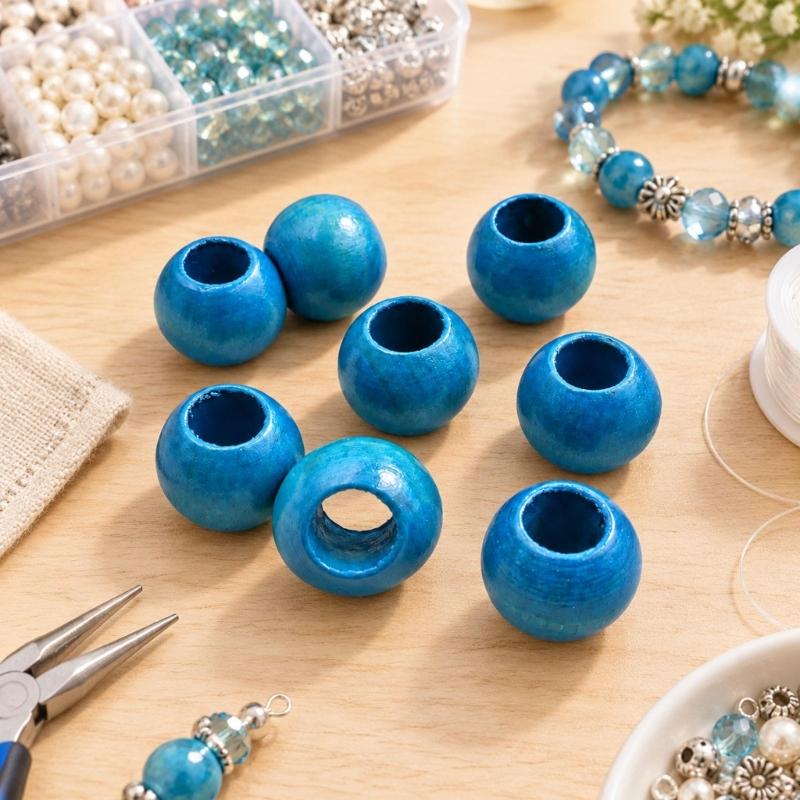 Wooden Beads with Large Through Holes, 100 pcs for DIY Bracelet, Necklace, Keychain, and Clothing Decoration Projects