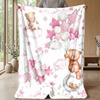 Teddy Bears with Stars and Clouds Theme blanket Lightweight Warm Flannel Blanket Decorative Throw Blanket for Home Decoration