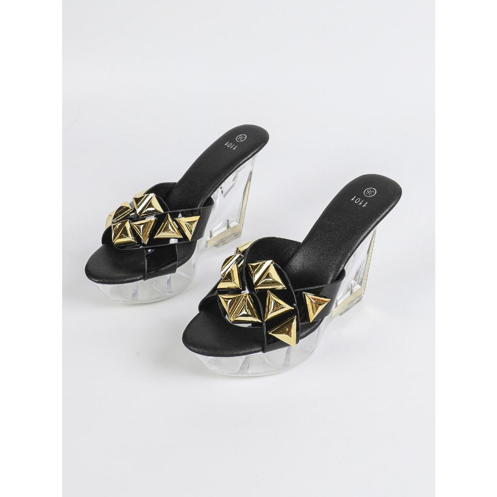 Slope Heel 11CM Nightclub High Heels Trend Women's Shoes Hotel Nightclub Transparent Crystal Banquet Crystal LFD-1101-Q5