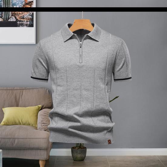 Herreskjorte Kortarmet Reversdesign Lett Pustende Ensfarget Casual Herre Sommer Topp Skjorte