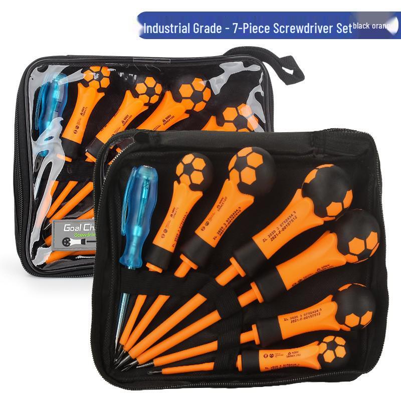 7-in-1 Multi-Functional Magnetic Screwdriver Kit - Flathead & Phillips 7-in-1 Screwdriver - Black Orange